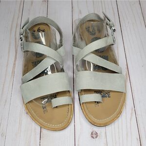 Sorel Taupe Leather Strappy Toe Loop Gladiator Sandals
